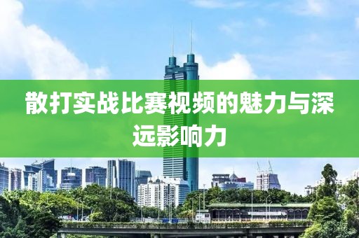 散打实战比赛视频的魅力与深远影响力