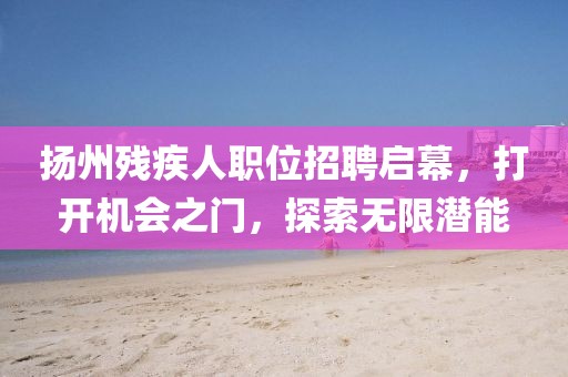 扬州残疾人职位招聘启幕，打开机会之门，探索无限潜能