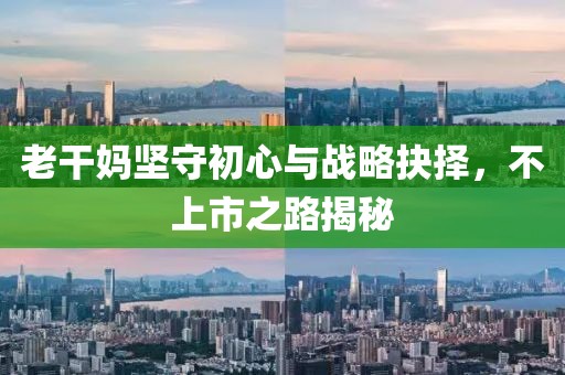 老干妈坚守初心与战略抉择，不上市之路揭秘
