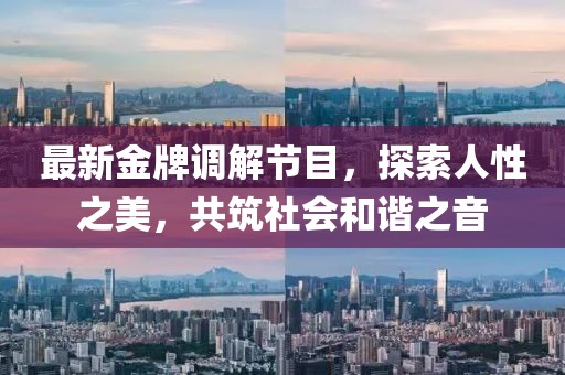 最新金牌调解节目，探索人性之美，共筑社会和谐之音