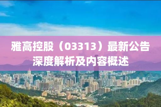 雅高控股（03313）最新公告深度解析及内容概述