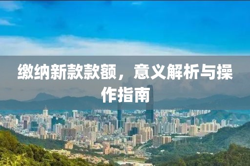 缴纳新款款额，意义解析与操作指南
