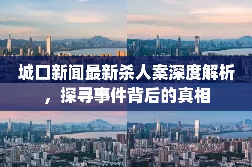 城口新闻最新杀人案深度解析，探寻事件背后的真相