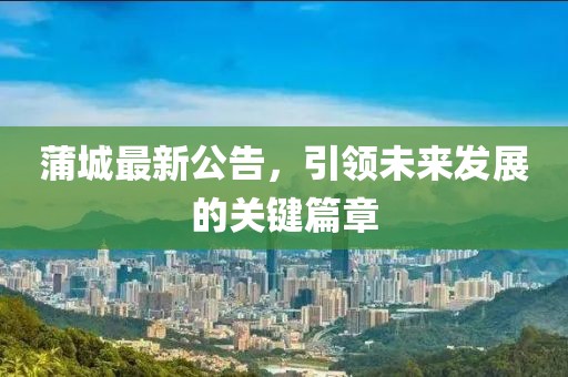 蒲城最新公告，引领未来发展的关键篇章