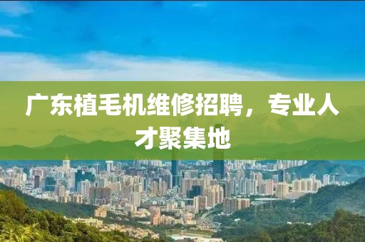 广东植毛机维修招聘，专业人才聚集地