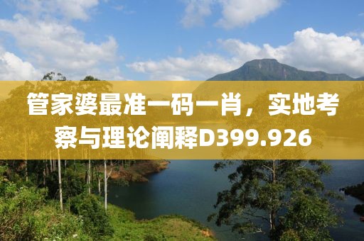 管家婆最准一码一肖，实地考察与理论阐释D399.926