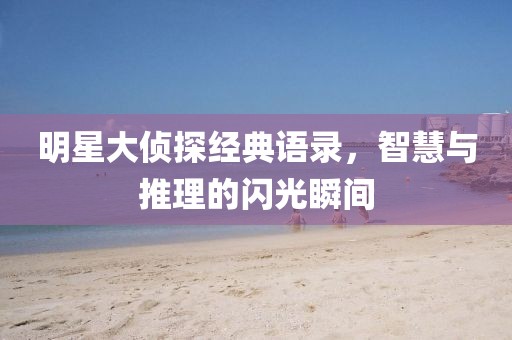 明星大侦探经典语录，智慧与推理的闪光瞬间