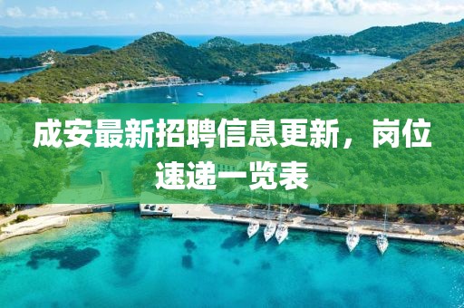 成安最新招聘信息更新，岗位速递一览表