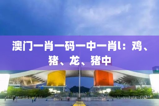 澳门一肖一码一中一肖l：鸡、猪、龙、猪中