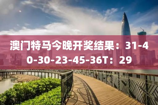 澳门特马今晚开奖结果：31-40-30-23-45-36T：29