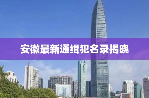 安徽最新通缉犯名录揭晓