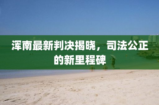 浑南最新判决揭晓，司法公正的新里程碑